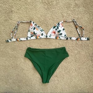 RUUHEE FLORAL HIGH WAISTED CHEEKY 2-PIECE BIKINI